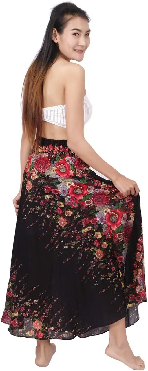 Banjamath Women's Long Bohemian Style Gypsy Boho Hippie Skirt