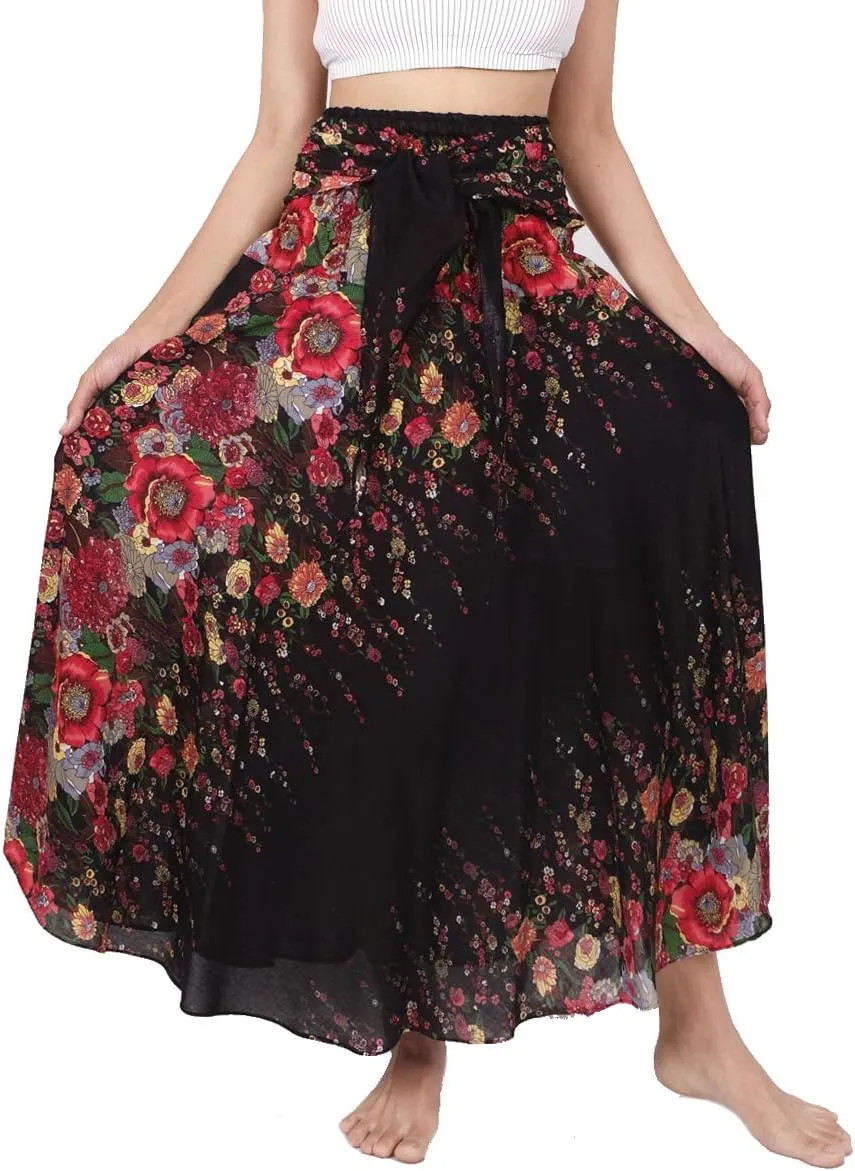 Banjamath Women's Long Bohemian Style Gypsy Boho Hippie Skirt