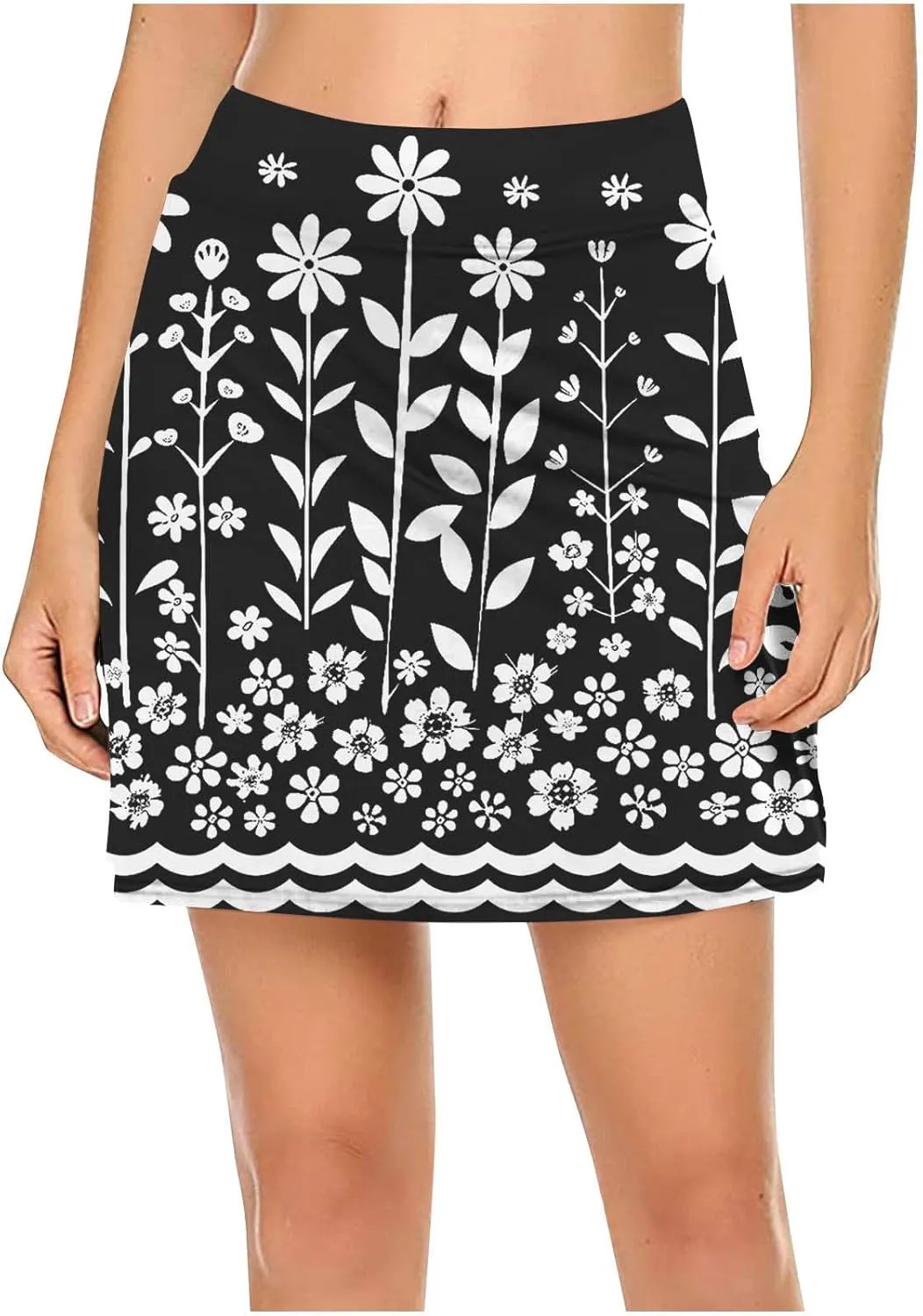 Beach Skirts for Women Sports Floral Summer Boho Skirts Elastic Waist Running Workout Quick Dry Vacation Skort