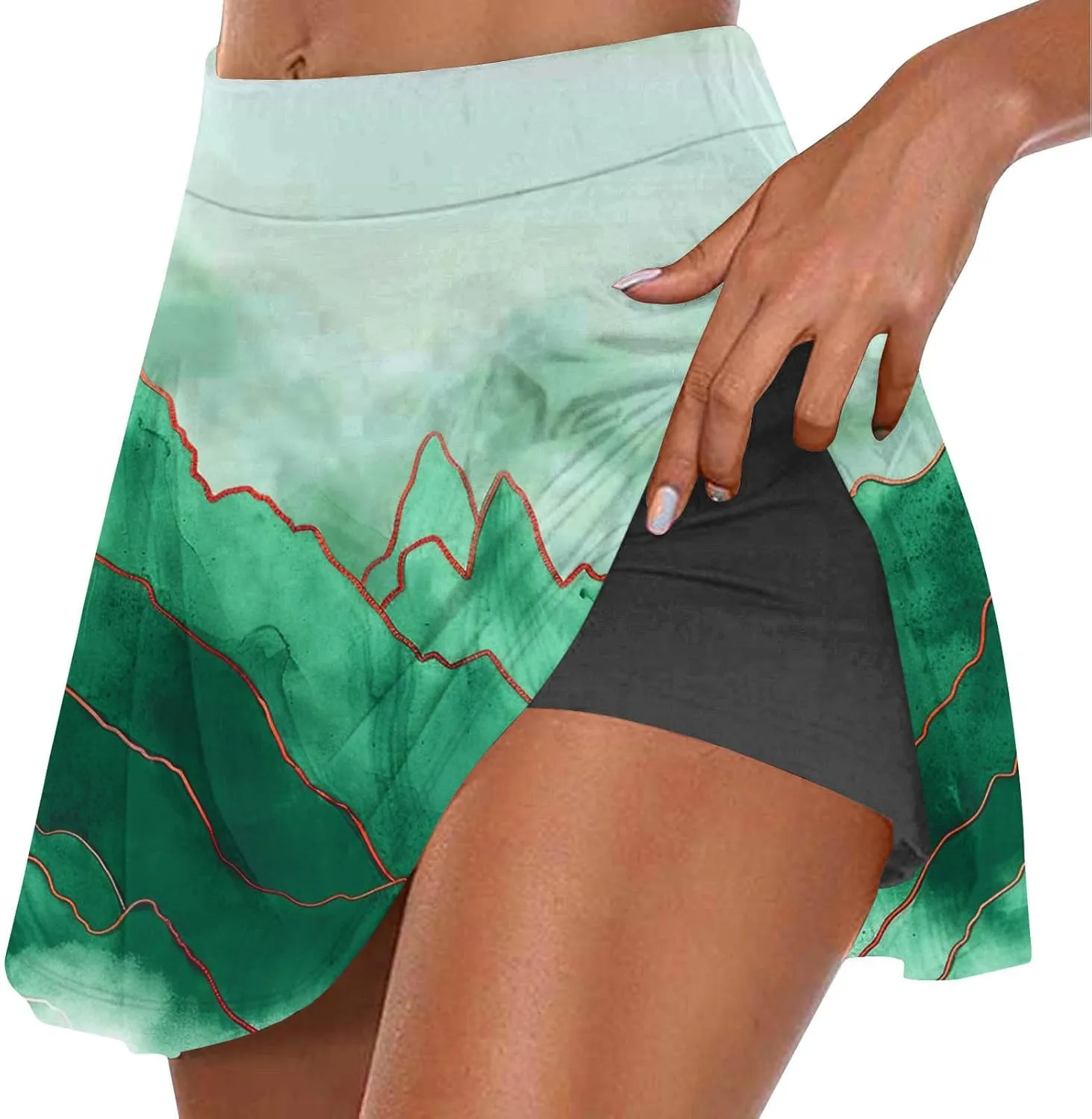 Beach Skirts for Women Sports Floral Summer Boho Skirts Elastic Waist Running Workout Quick Dry Vacation Skort
