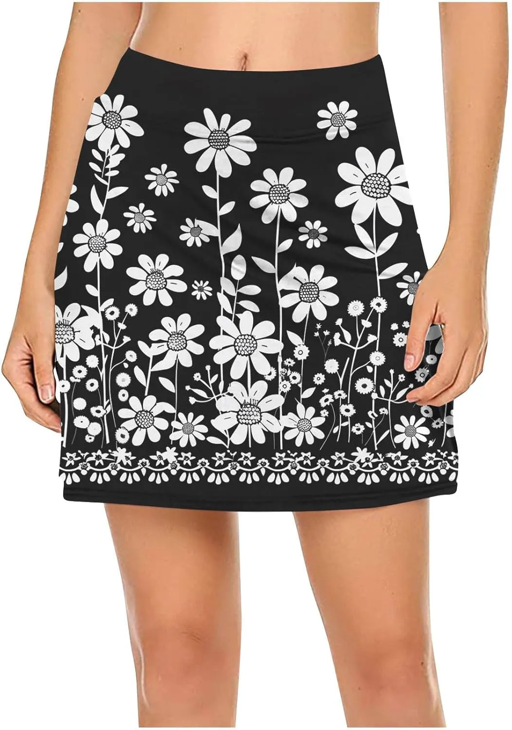 Beach Skirts for Women Sports Floral Summer Boho Skirts Elastic Waist Running Workout Quick Dry Vacation Skort