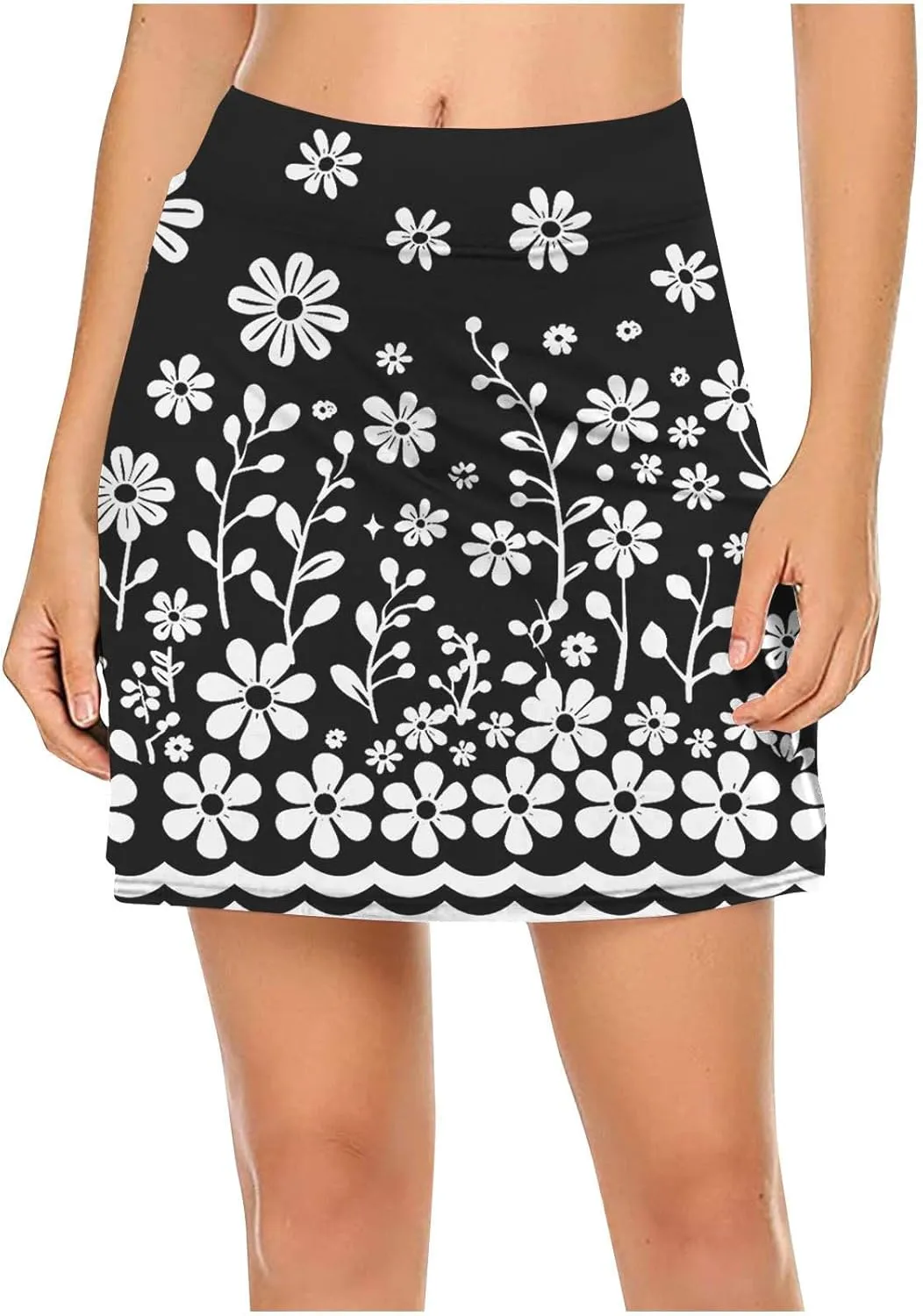 Beach Skirts for Women Sports Floral Summer Boho Skirts Elastic Waist Running Workout Quick Dry Vacation Skort