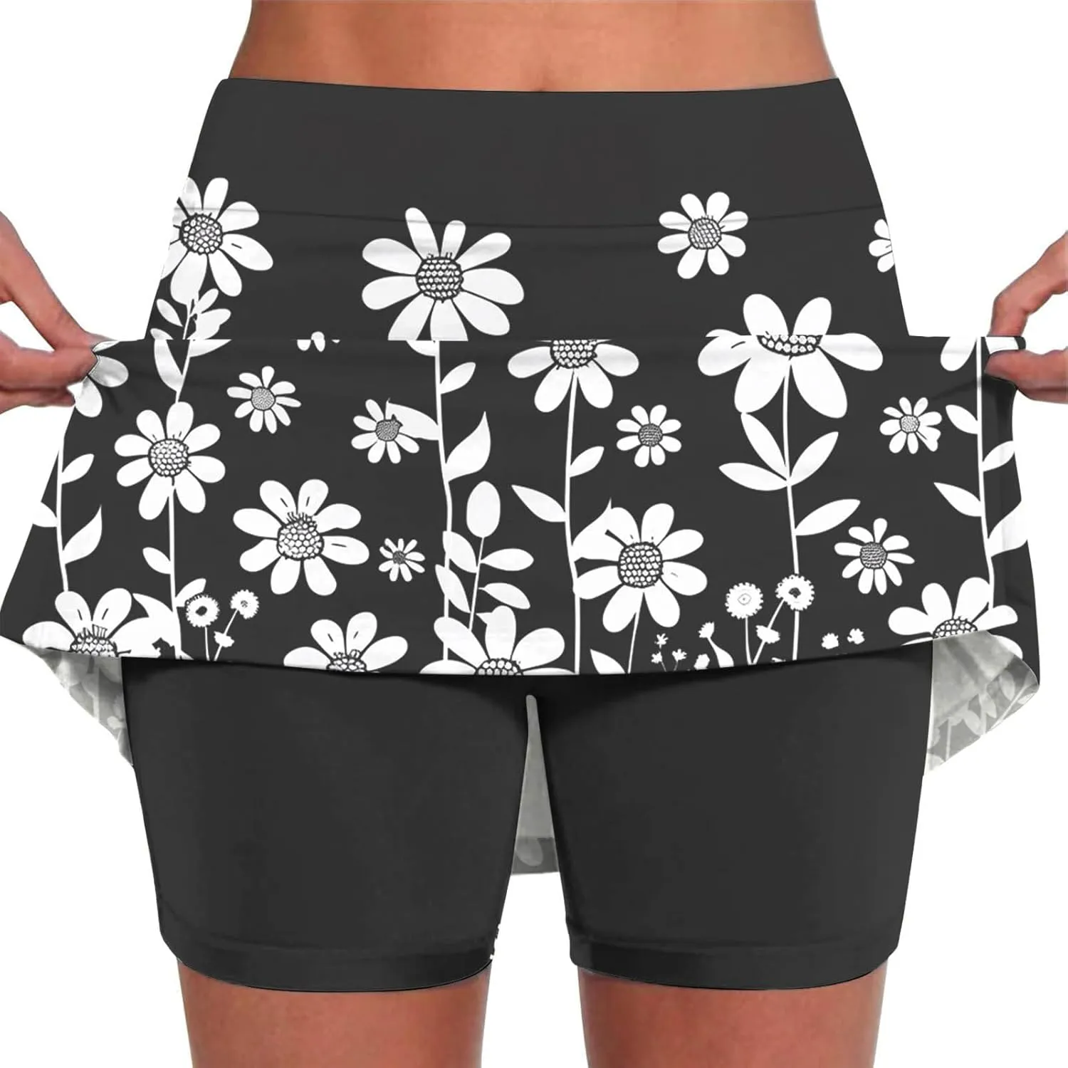 Beach Skirts for Women Sports Floral Summer Boho Skirts Elastic Waist Running Workout Quick Dry Vacation Skort