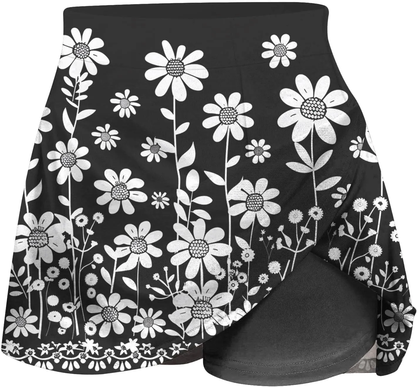 Beach Skirts for Women Sports Floral Summer Boho Skirts Elastic Waist Running Workout Quick Dry Vacation Skort