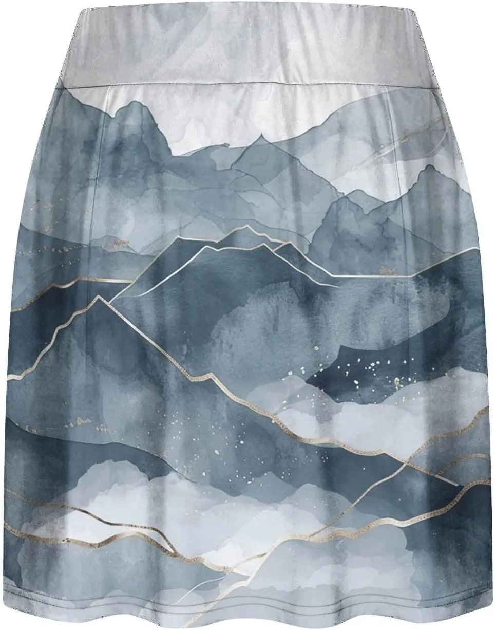 Beach Skirts for Women Sports Floral Summer Boho Skirts Elastic Waist Running Workout Quick Dry Vacation Skort
