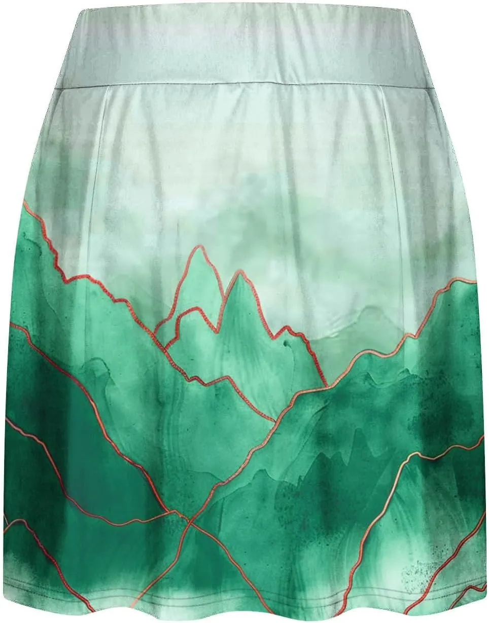 Beach Skirts for Women Sports Floral Summer Boho Skirts Elastic Waist Running Workout Quick Dry Vacation Skort