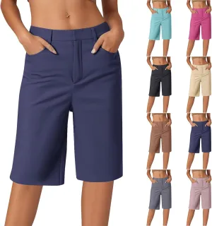 Bermuda Shorts for Women Dressy Casual 2025 High Waisted Stretchy Short Trousers Hiking Pants Summer Vacation Outfits