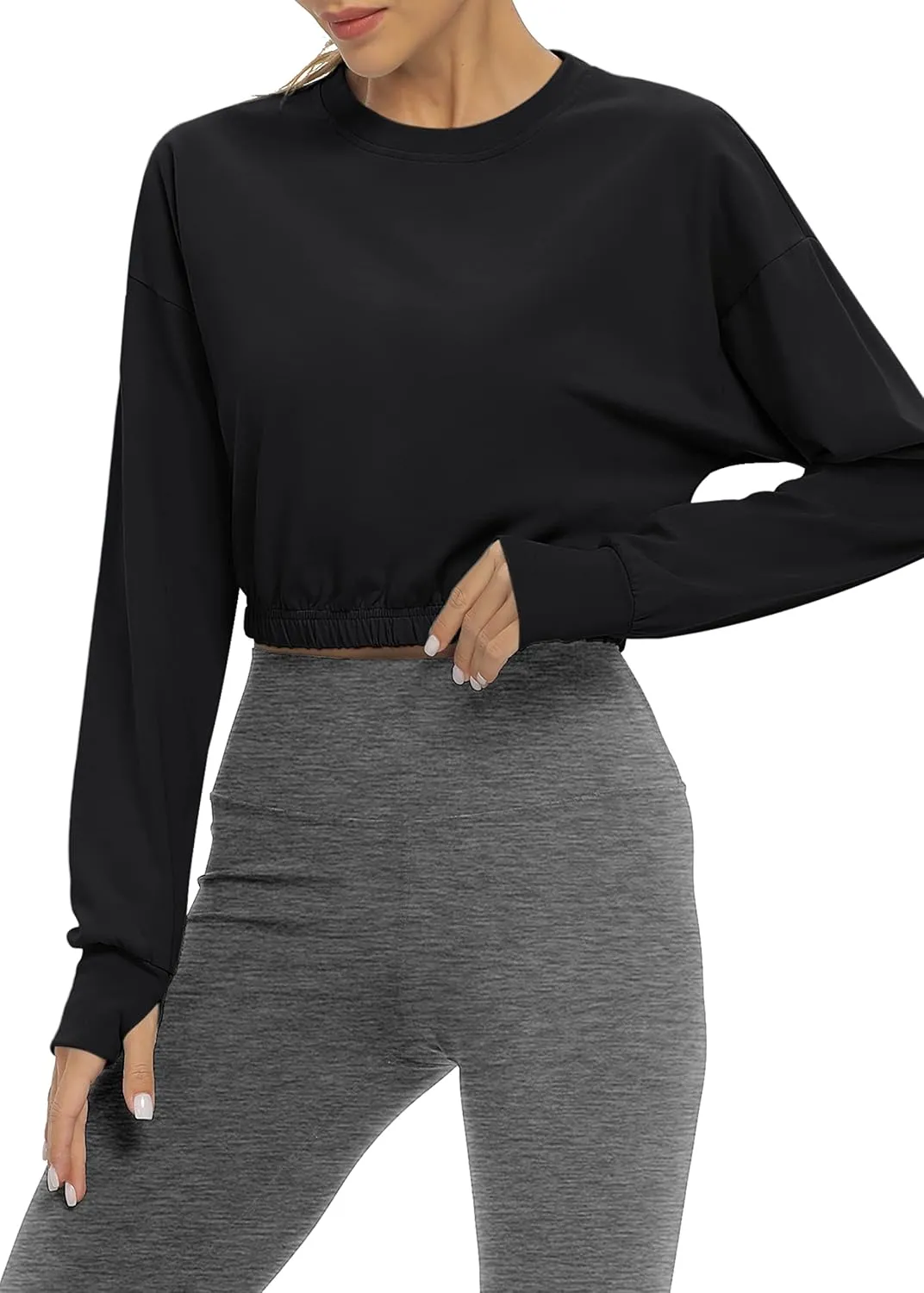 Bestisun Long Sleeve Workout Shirts Athletic Gym Yoga Crop Tops for Women