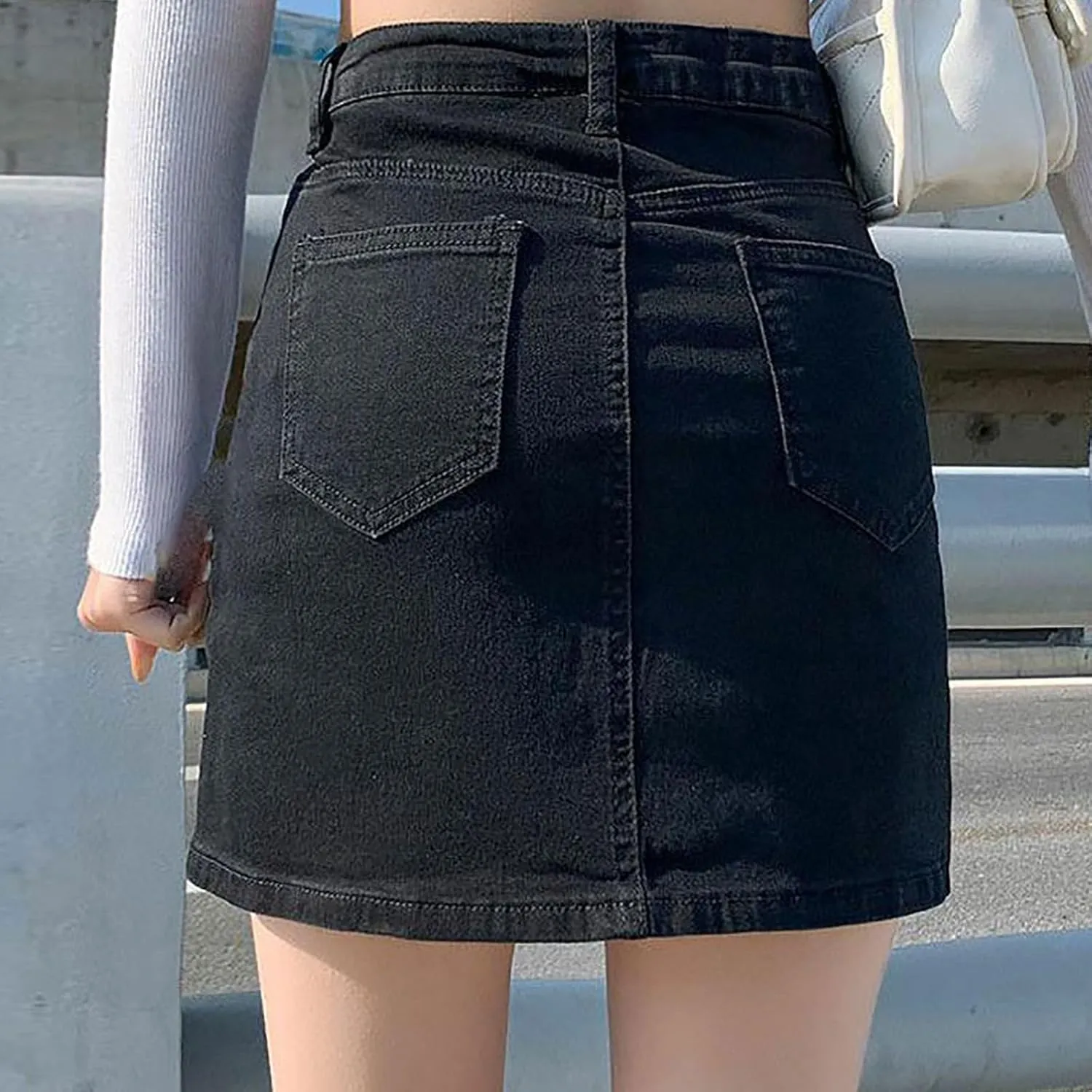 Bloomy Skorts, Bloomy Jean Skorts, Denim Skirt Women Trendy High Waisted Summer Jean Side Split Mini Skirts