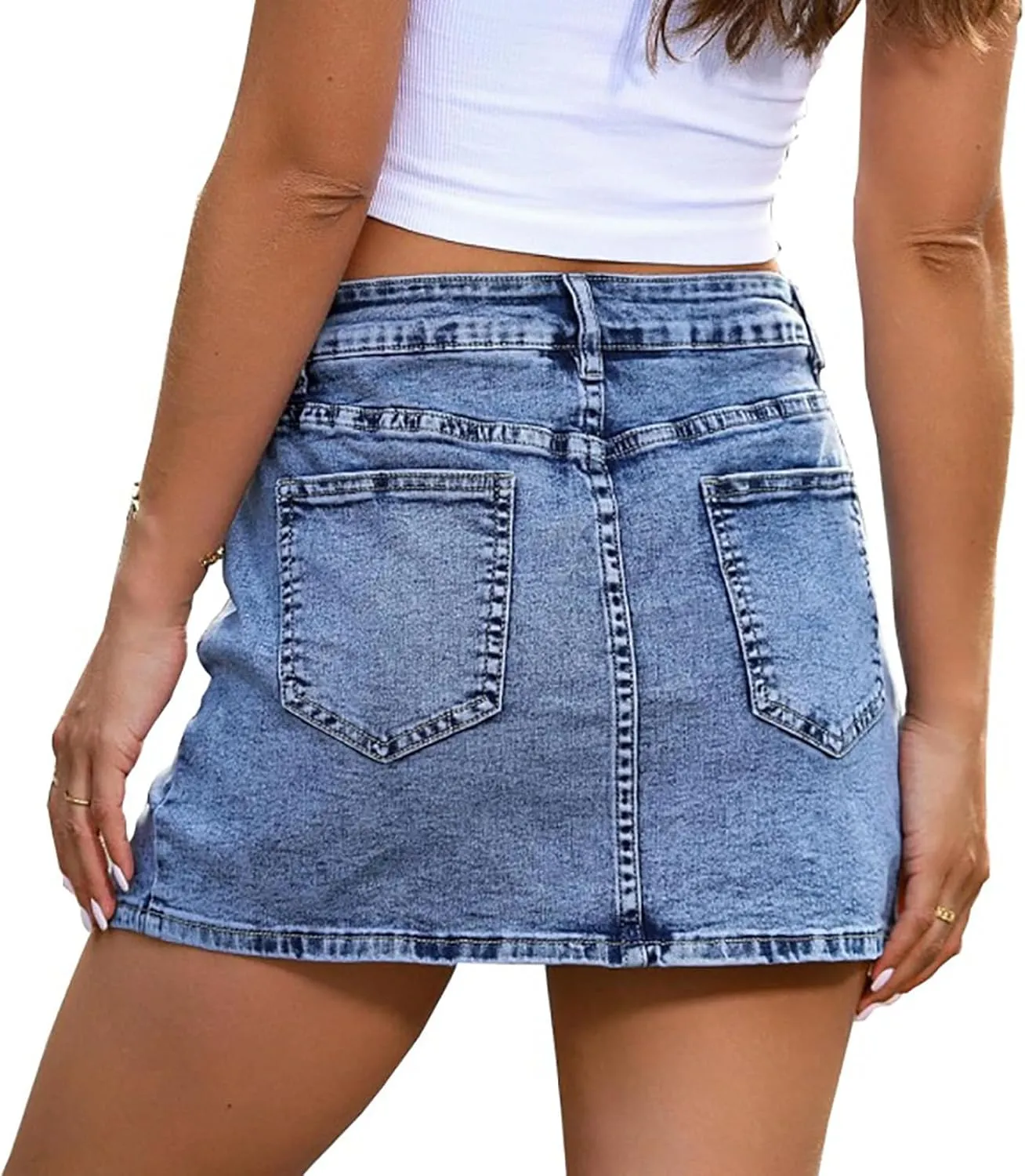 Bloomy Skorts, Bloomy Jean Skorts, Denim Skirt Women Trendy High Waisted Summer Jean Side Split Mini Skirts