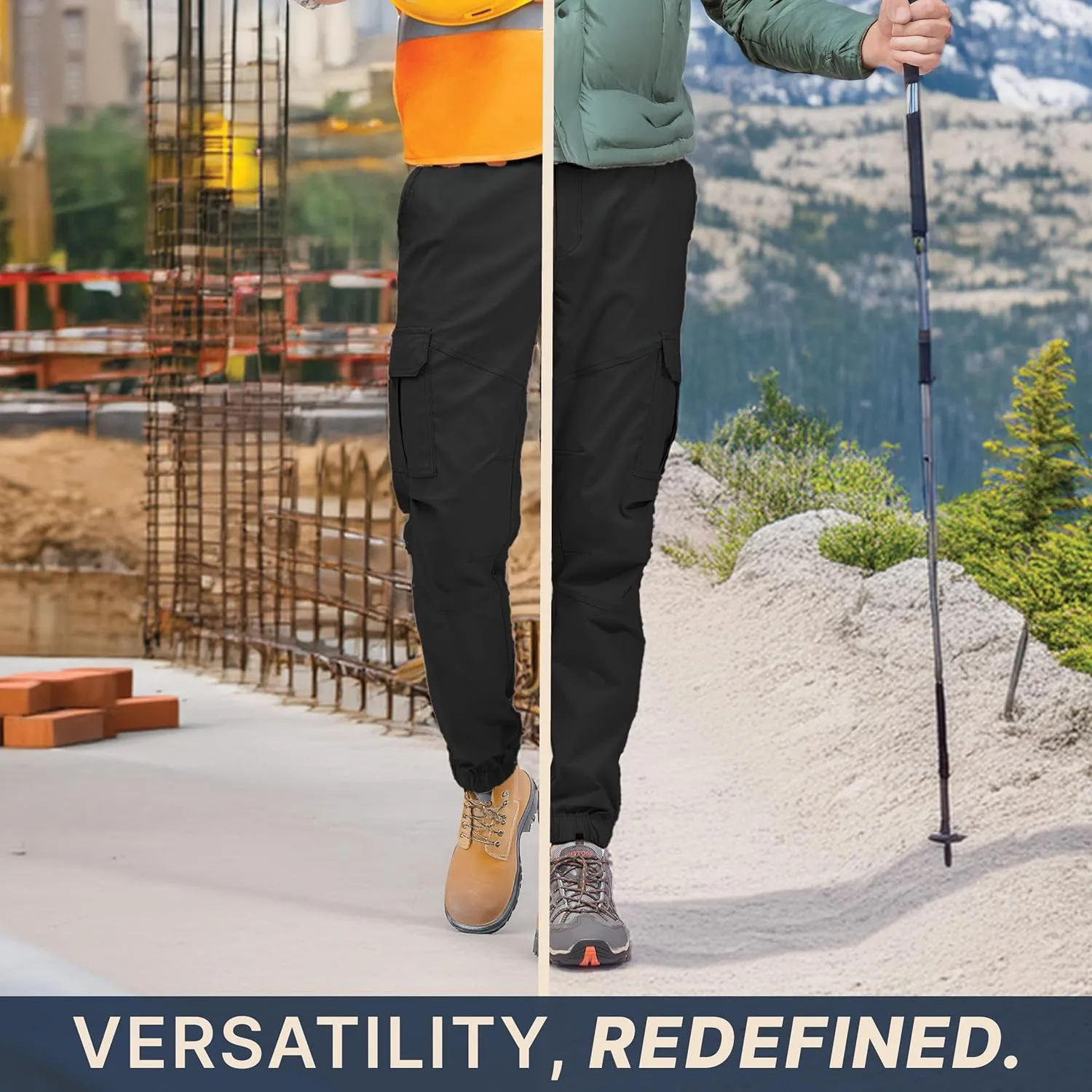 BLUE CHILL Mens Cargo Joggers  Slim Fit, Stretch Comfort, Water-Resistant, 7 Pockets, Lightweight for Hiking & Travel