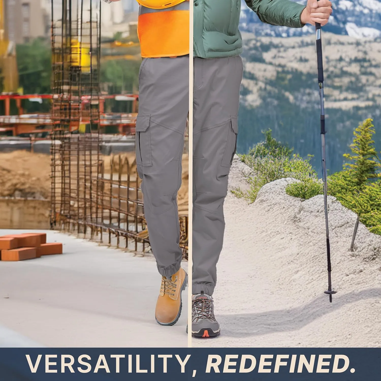 BLUE CHILL Mens Cargo Joggers  Slim Fit, Stretch Comfort, Water-Resistant, 7 Pockets, Lightweight for Hiking & Travel