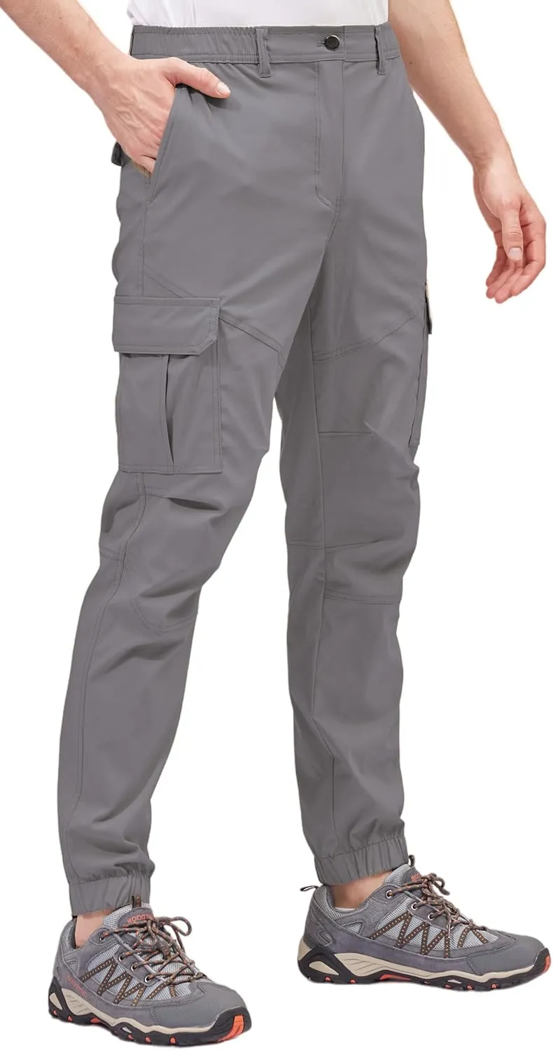 BLUE CHILL Mens Cargo Joggers  Slim Fit, Stretch Comfort, Water-Resistant, 7 Pockets, Lightweight for Hiking & Travel