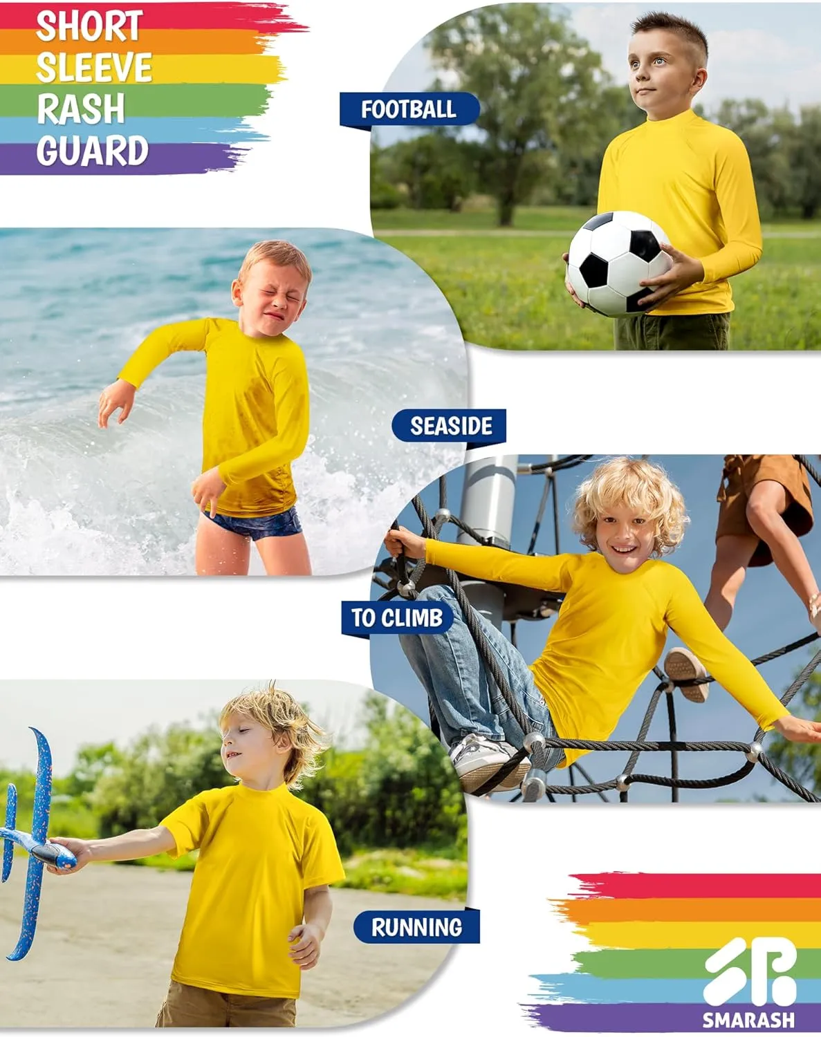 Boys Rash Guard Swim Shirts Long Sleeve UPF 50  Swimwear Youth Kids Sun Protection SPF Water Surfing Shirts Quick Dry