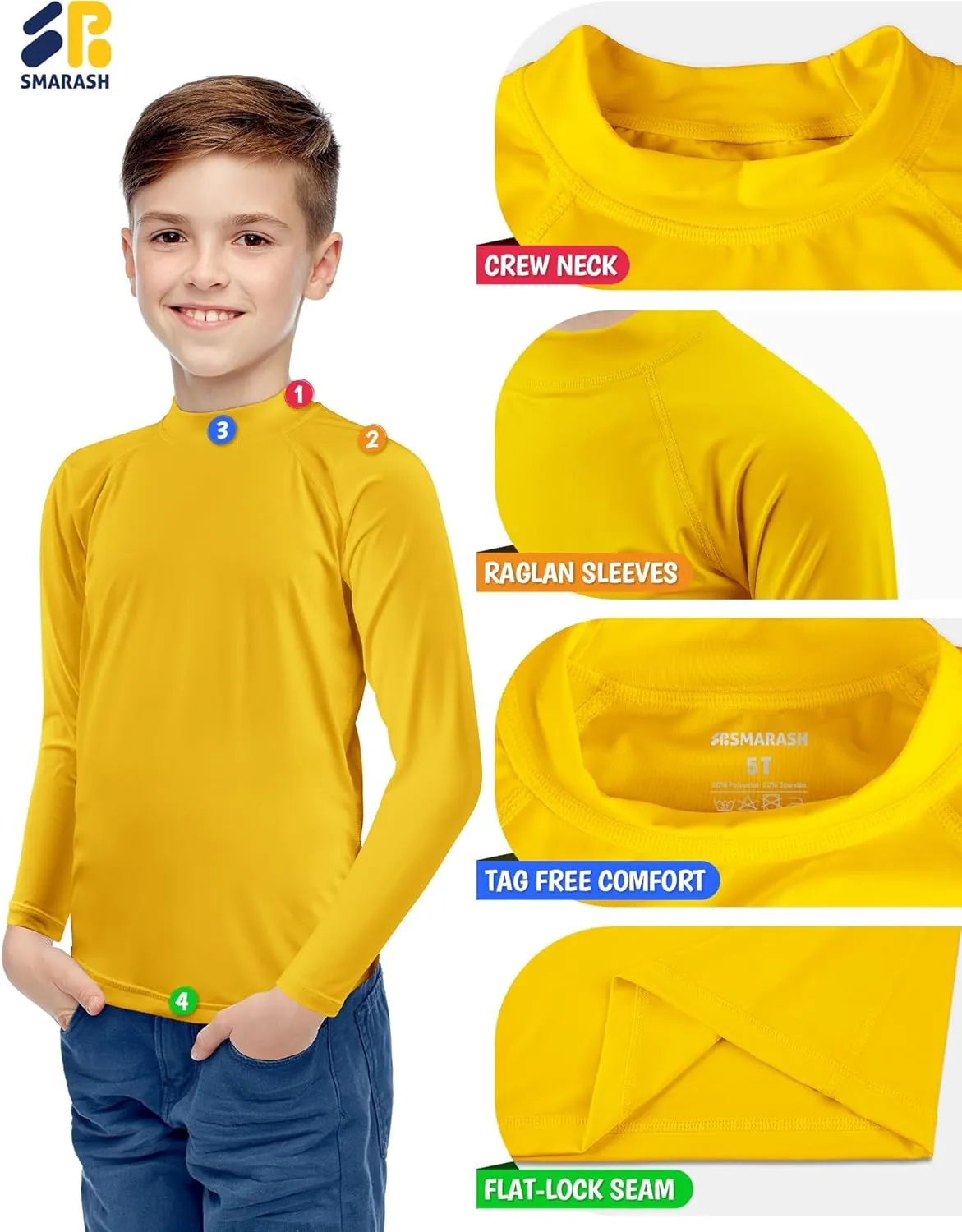 Boys Rash Guard Swim Shirts Long Sleeve UPF 50  Swimwear Youth Kids Sun Protection SPF Water Surfing Shirts Quick Dry