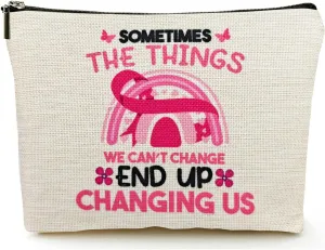 Breast Cancer Survivor Gifts for Women Makeup Bag, Breast Cancer Awareness Accessories, Cancer Care Gifts for Woman Decorations, Chemo Patients Female Must Have Cosmetic Travel Pouch