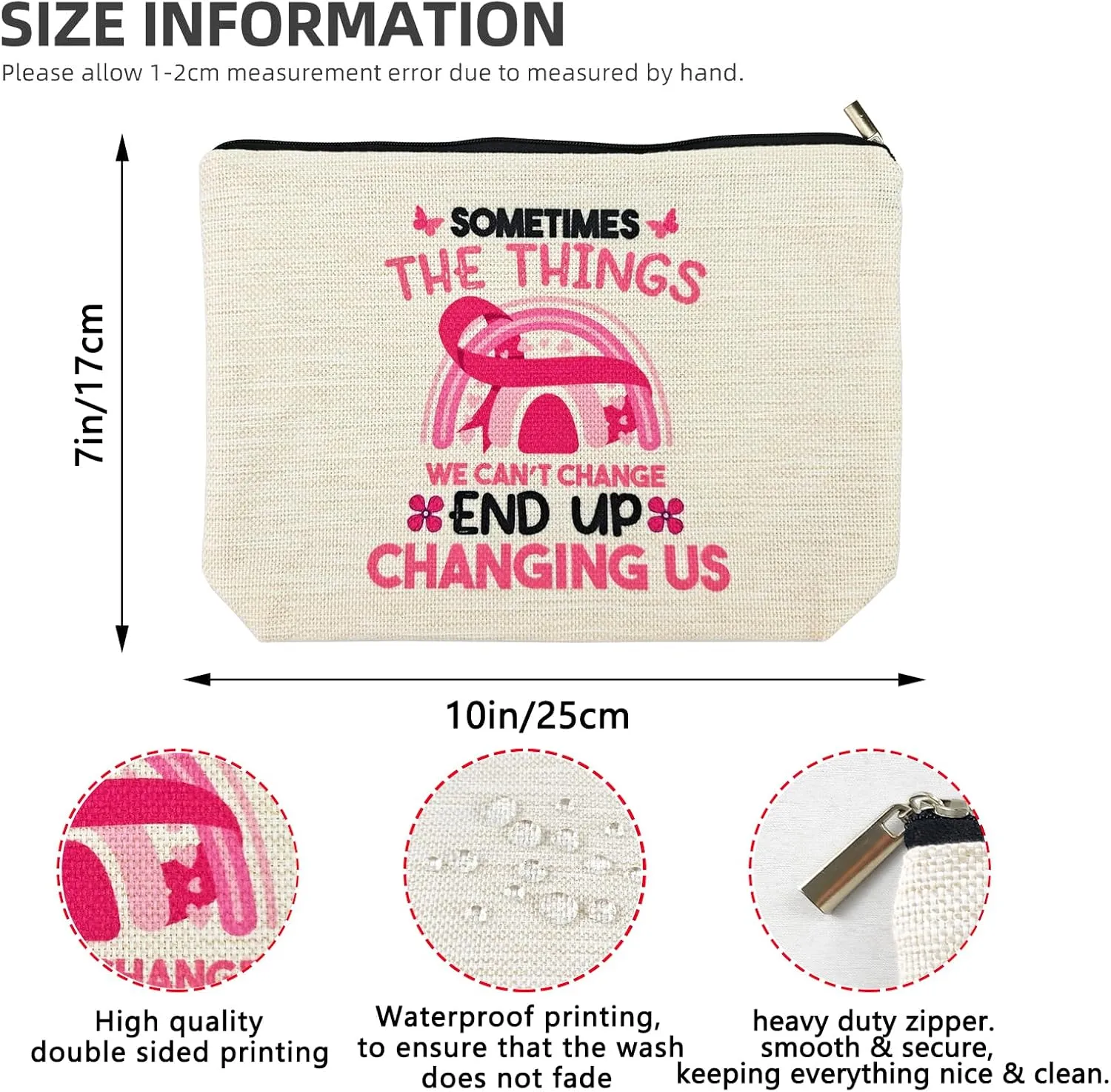 Breast Cancer Survivor Gifts for Women Makeup Bag, Breast Cancer Awareness Accessories, Cancer Care Gifts for Woman Decorations, Chemo Patients Female Must Have Cosmetic Travel Pouch