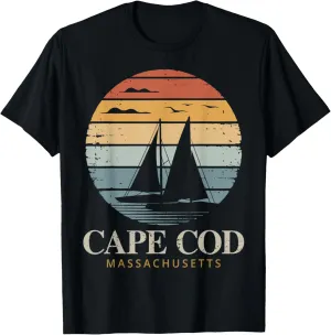 Cape Cod Vintage Sunset Retro Massachusetts Sailing T-Shirt