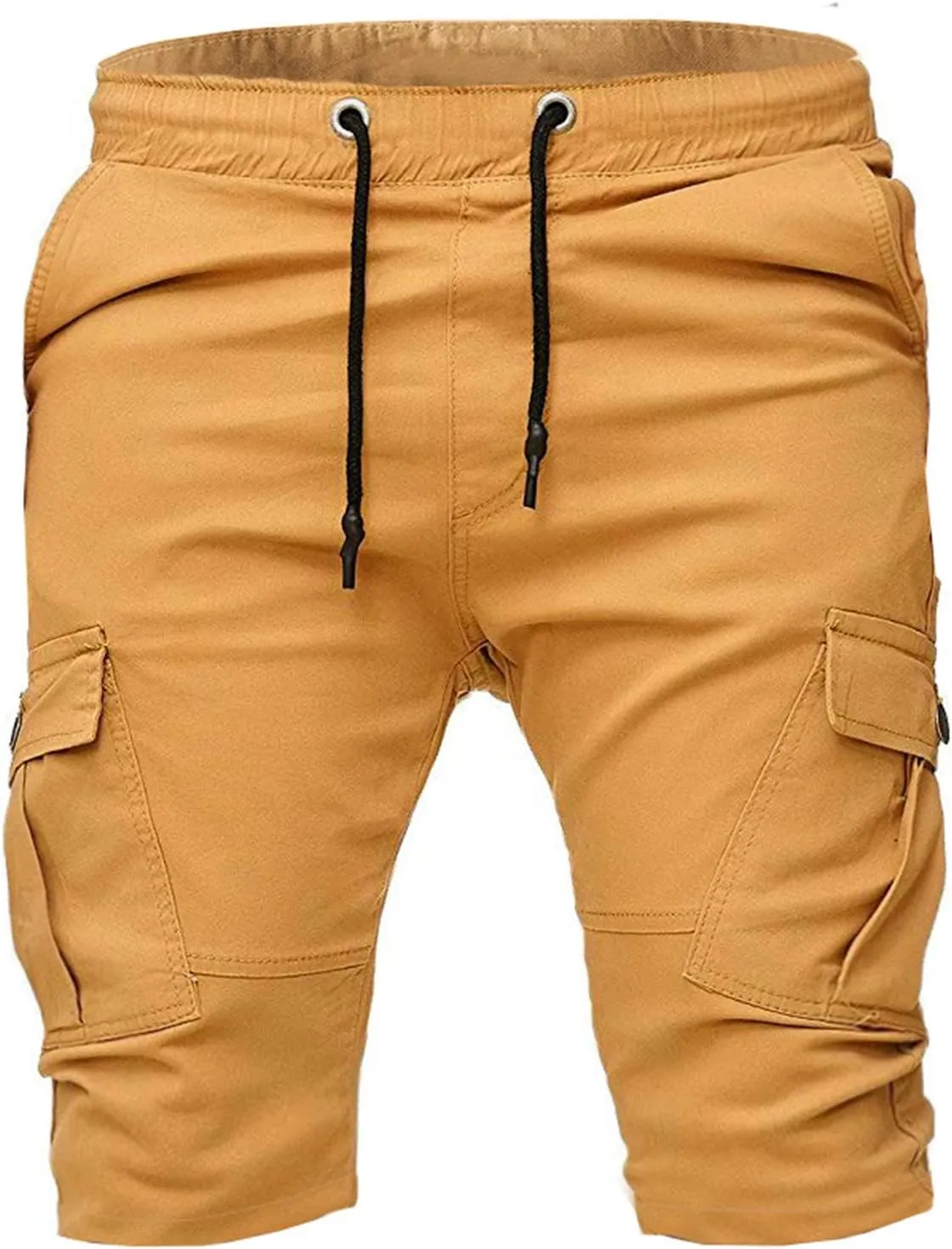 Cargo Shorts for Men Workout Flat Front Chinos Tactical Hiking Shorts 9 Inch Pull On Slim Fit Twill Athletic Joggers