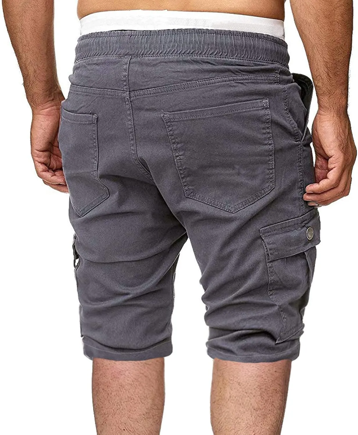Cargo Shorts for Men Workout Flat Front Chinos Tactical Hiking Shorts 9 Inch Pull On Slim Fit Twill Athletic Joggers