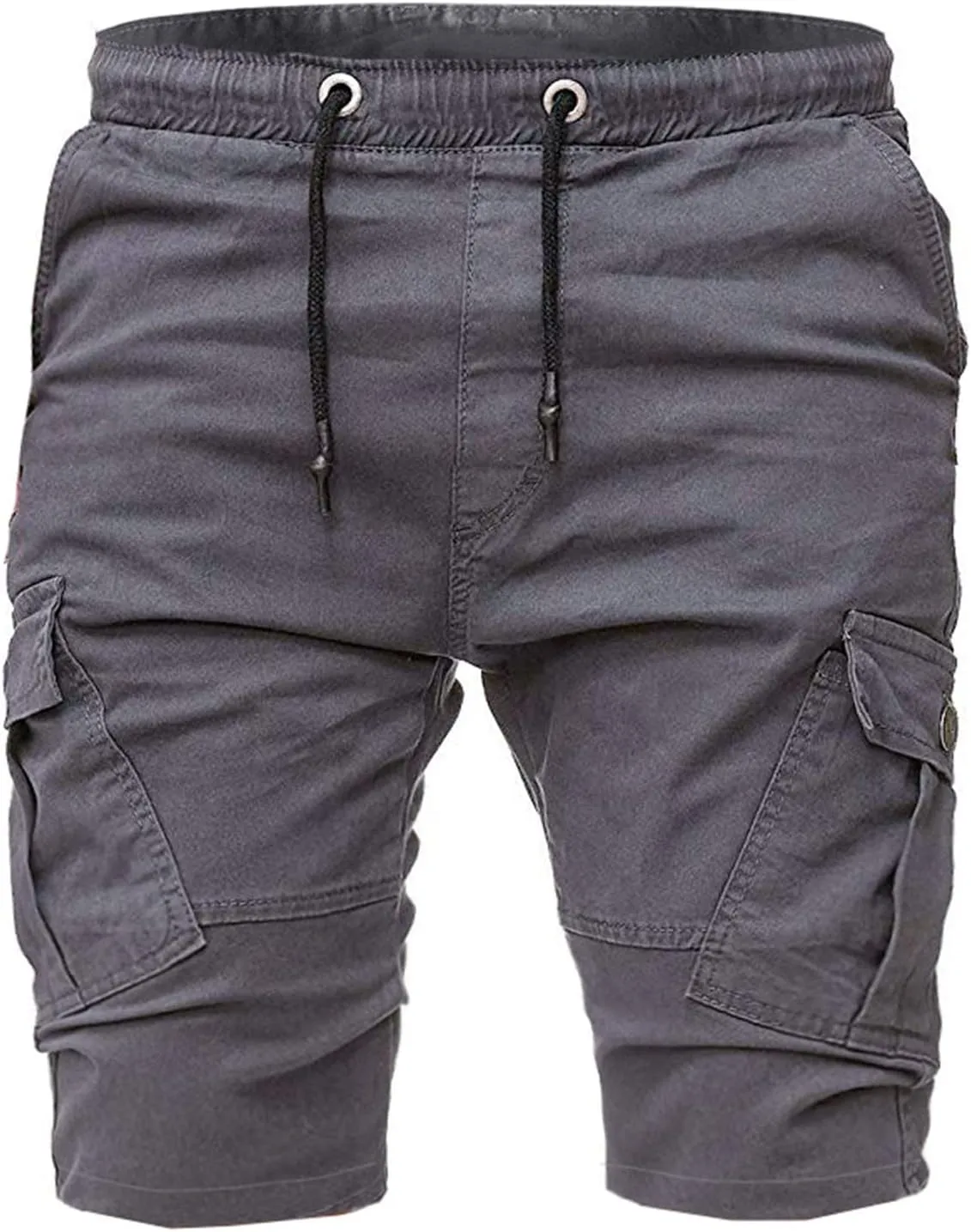 Cargo Shorts for Men Workout Flat Front Chinos Tactical Hiking Shorts 9 Inch Pull On Slim Fit Twill Athletic Joggers