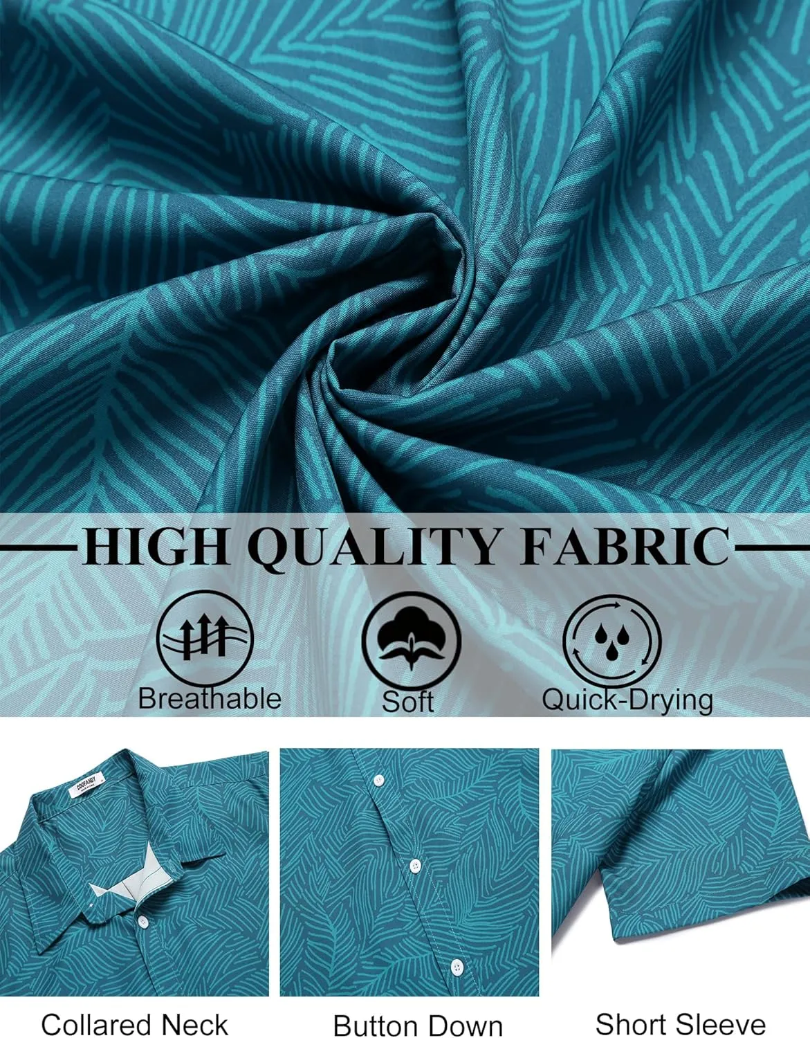 COOFANDY Mens Hawaiian Shirts Short Sleeve Button Down Aloha Shirt Casual Beach Clothes