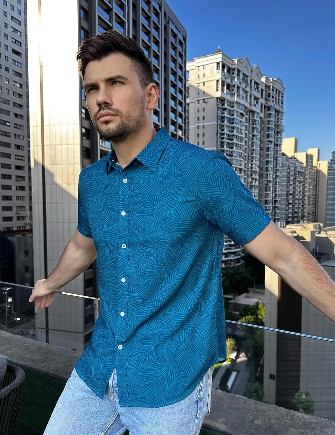 COOFANDY Mens Hawaiian Shirts Short Sleeve Button Down Aloha Shirt Casual Beach Clothes