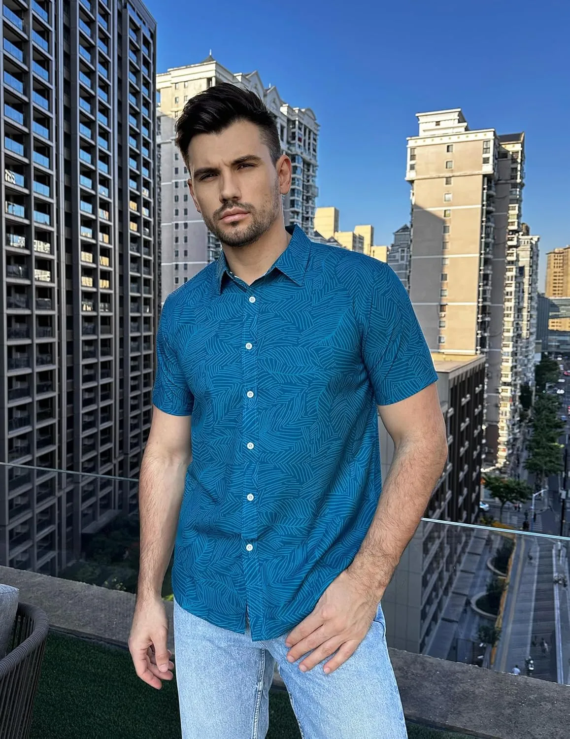 COOFANDY Mens Hawaiian Shirts Short Sleeve Button Down Aloha Shirt Casual Beach Clothes