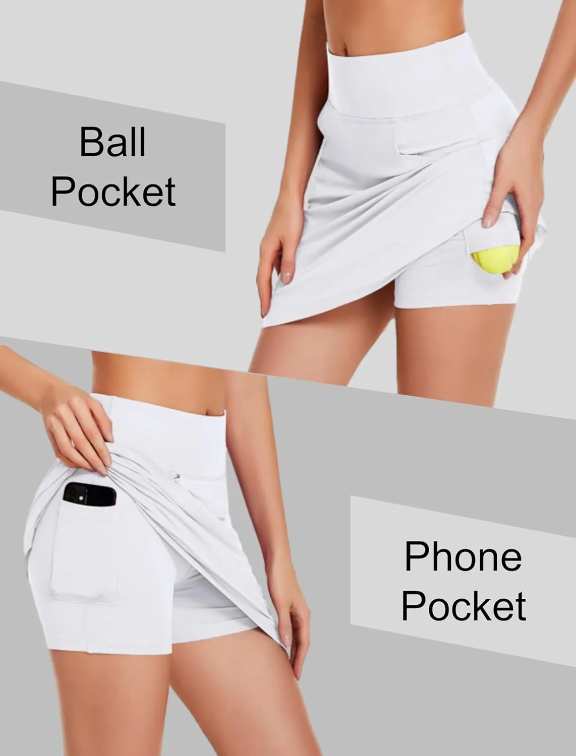 COOrun Women's Skorts Athletic Skirts with Pockets Knee Length Built-in Shorts Casual Skirt for Golf Tennis Workout (XS-3XL)