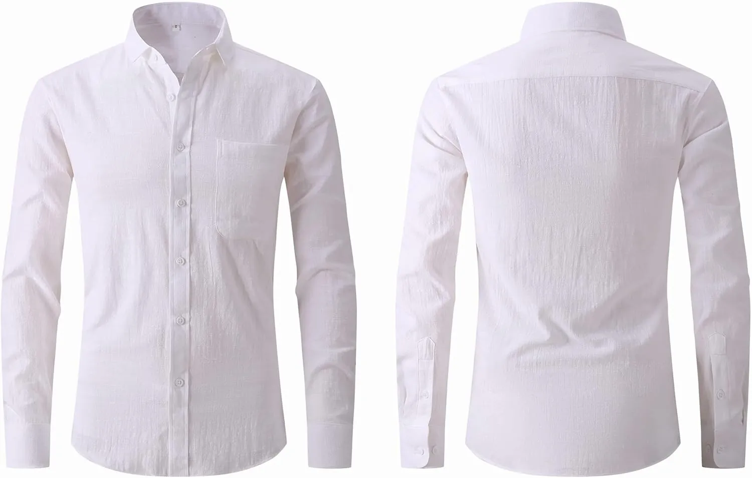 Cotton Linen Beach Shirts: Men's Casual Button Down Long Sleeve Loose Fit Dress Shirt with Pocket Tops