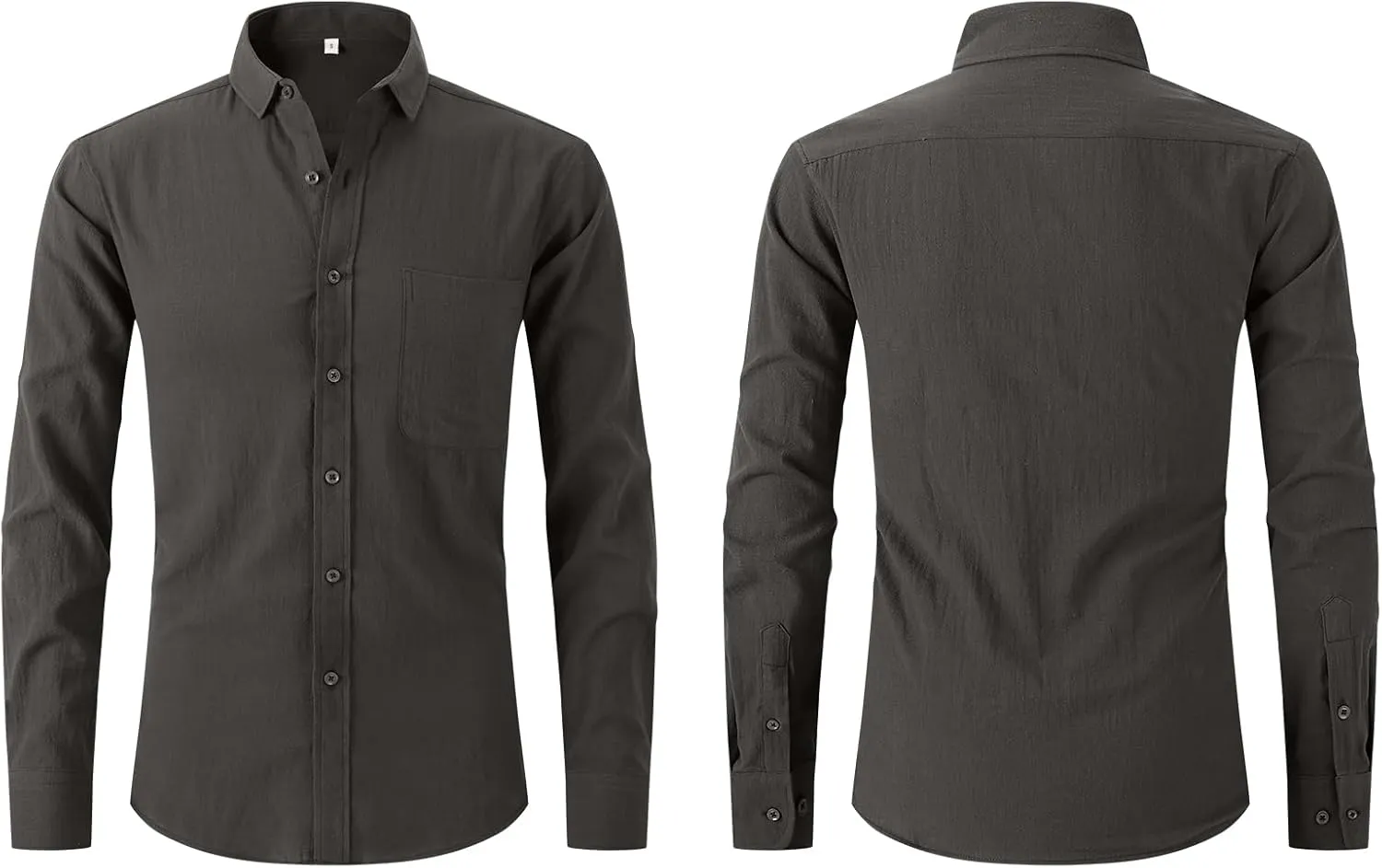 Cotton Linen Beach Shirts: Men's Casual Button Down Long Sleeve Loose Fit Dress Shirt with Pocket Tops