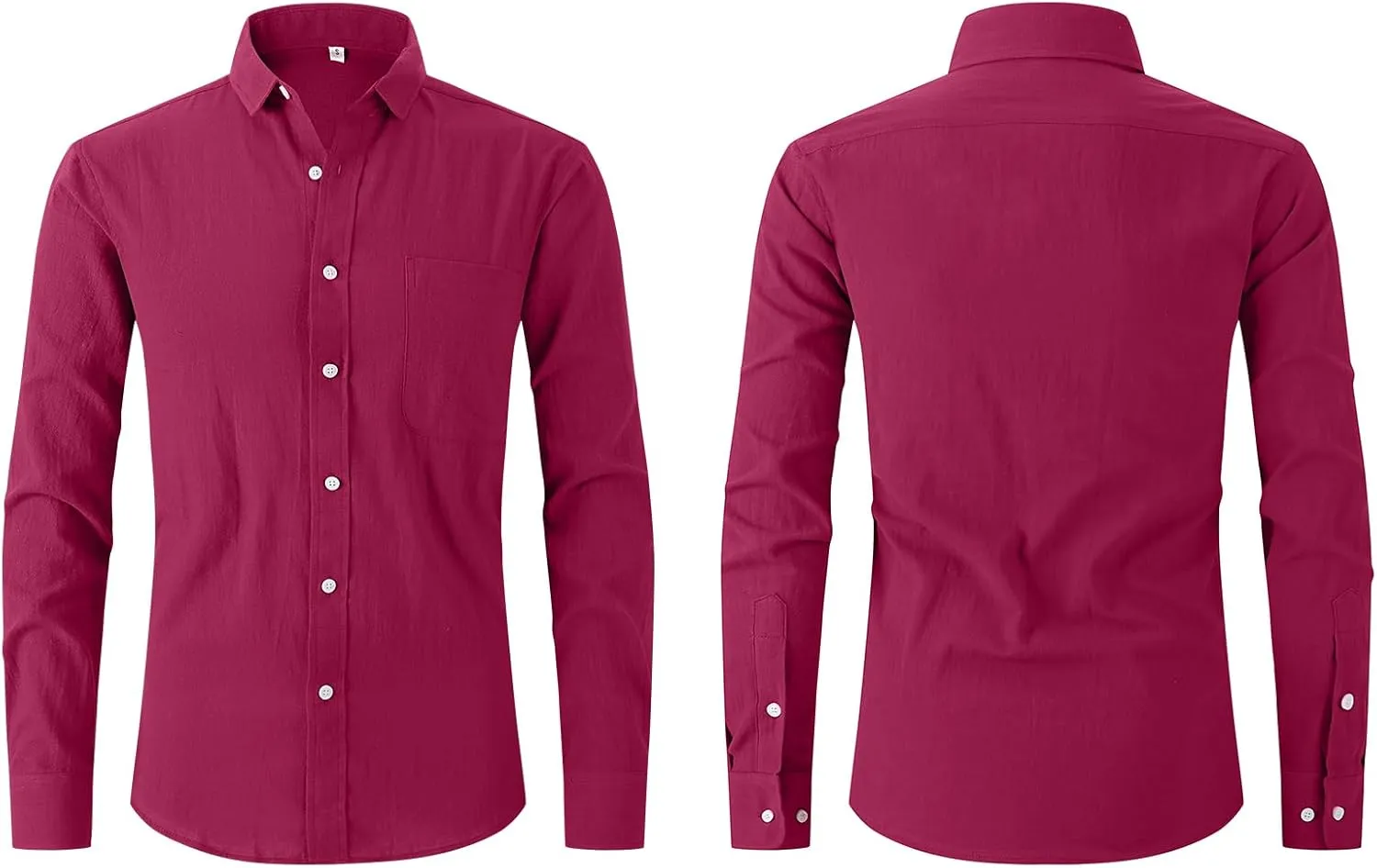 Cotton Linen Beach Shirts: Men's Casual Button Down Long Sleeve Loose Fit Dress Shirt with Pocket Tops