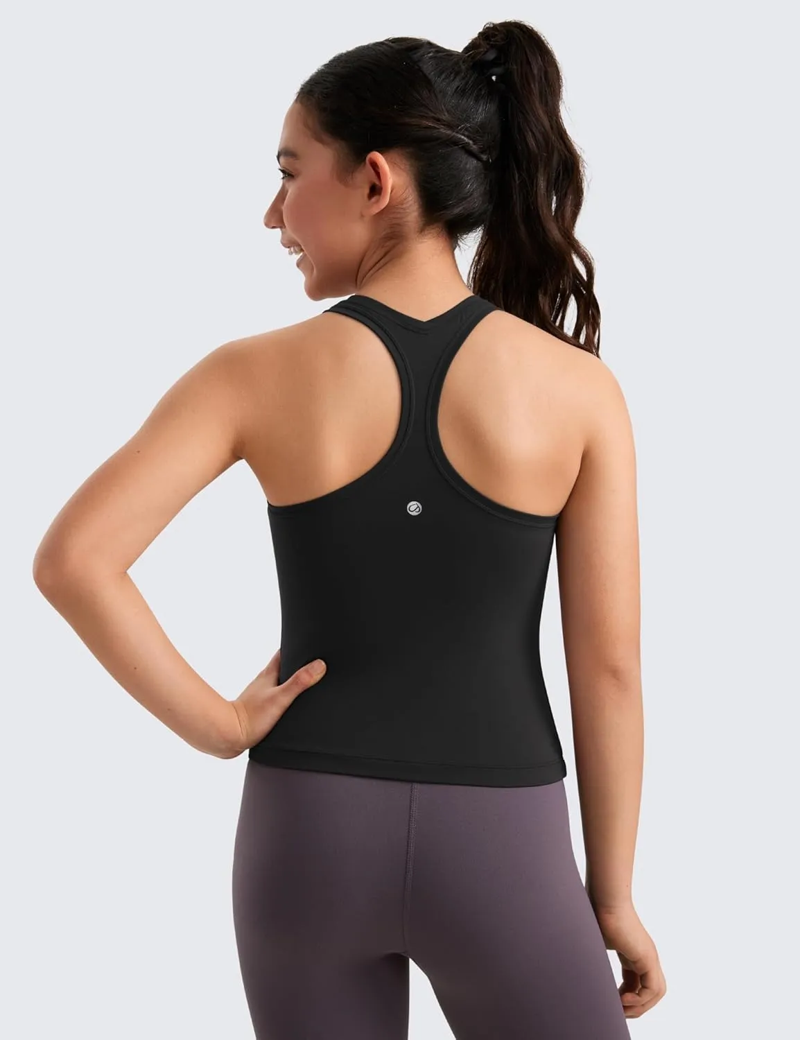 CRZ YOGA Girls Butterluxe Crew Round Neck Racerback Workout Tank Tops for Teen Kids Active Casual Dance Crop Sleeveless