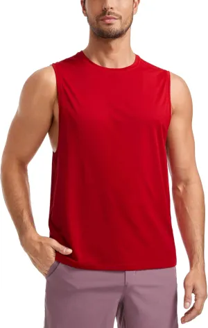 CRZ YOGA Mens Lightweight Muscle Workout Tank Tops Quick Dry Large Armhole Sleeveless Running Athletic Shirts Top