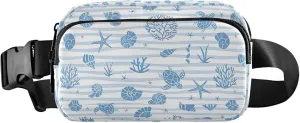 Custom Blue Stripes Animals Coastal Women Fanny Pack Waterproof Hip Pack Belt Bag Cute Waist Bag for Women
