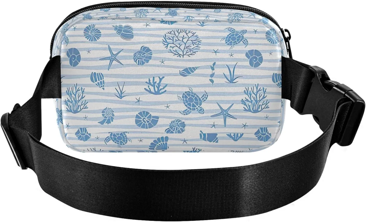 Custom Blue Stripes Animals Coastal Women Fanny Pack Waterproof Hip Pack Belt Bag Cute Waist Bag for Women
