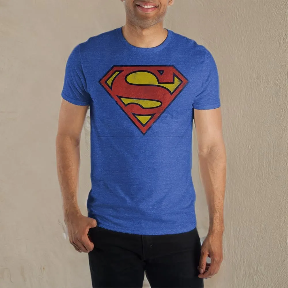 DC Comics Superman Men's Man Of Steel Distressed Logo Adult Graphic Print T-Shirt