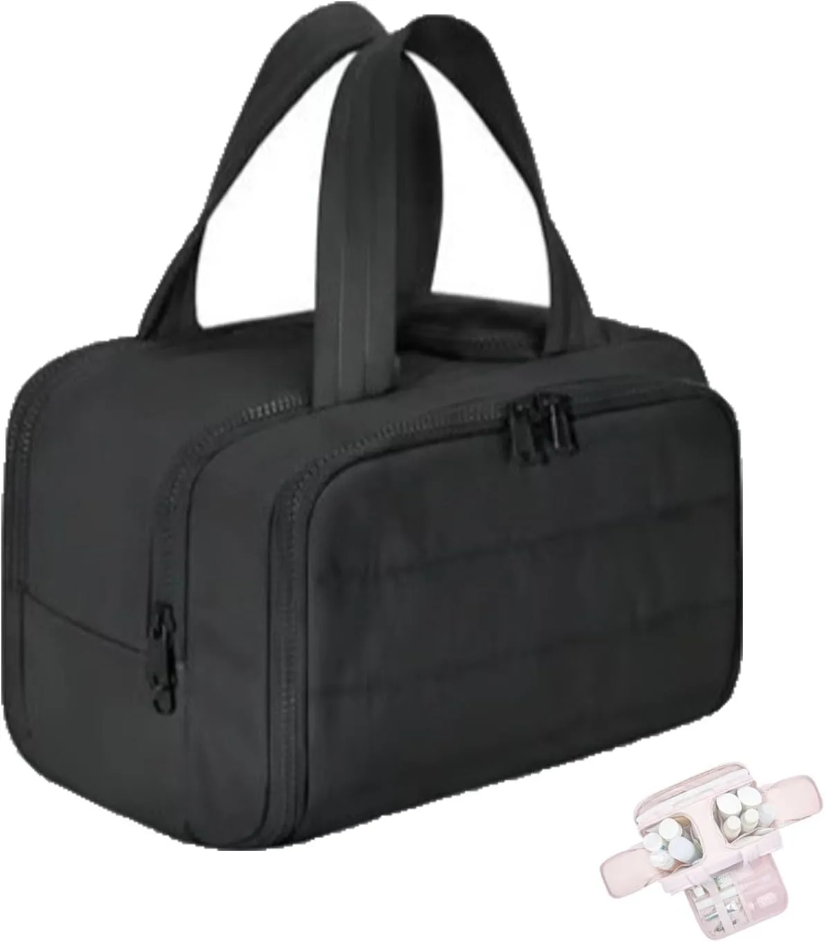 Decisivte large capacity wide-open travel cosmetic bag,Decisivte Cosmetic Bag,Travel Toiletry ,Wide-Opening Proof Organizer for Women, for Traveling, Shower & Toiletries (Black)