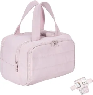 Decisivte large capacity wide-open travel cosmetic bag,Decisivte Cosmetic Bag,Travel Toiletry ,Wide-Opening Proof Organizer for Women, for Traveling, Shower & Toiletries (pink)