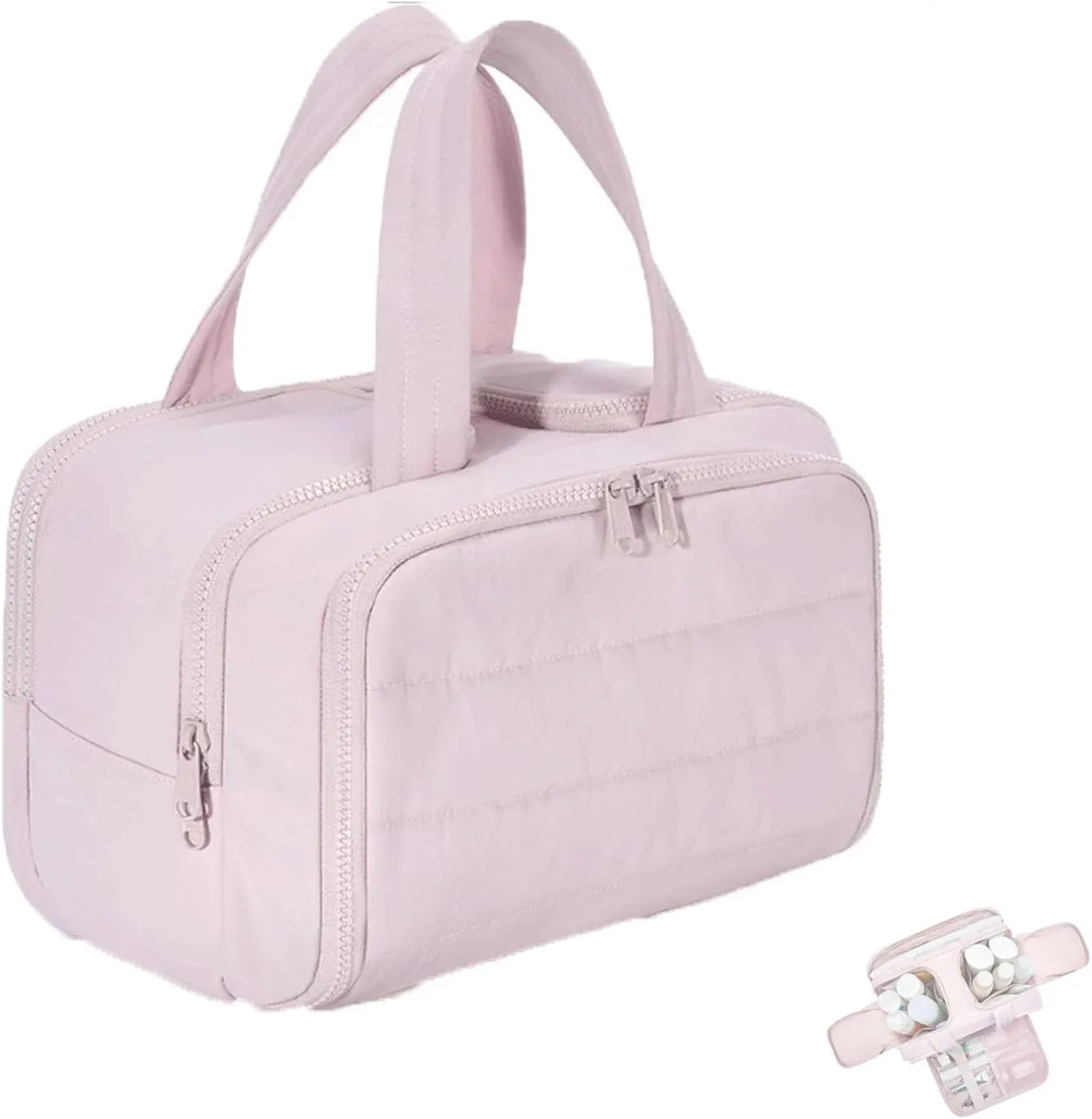 Decisivte large capacity wide-open travel cosmetic bag,Decisivte Cosmetic Bag,Travel Toiletry ,Wide-Opening Proof Organizer for Women, for Traveling, Shower & Toiletries (pink)