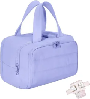 Decisivte large capacity wide-open travel cosmetic bag,Decisivte Cosmetic Bag,Travel Toiletry ,Wide-Opening Proof Organizer for Women, for Traveling, Shower & Toiletries (purple)