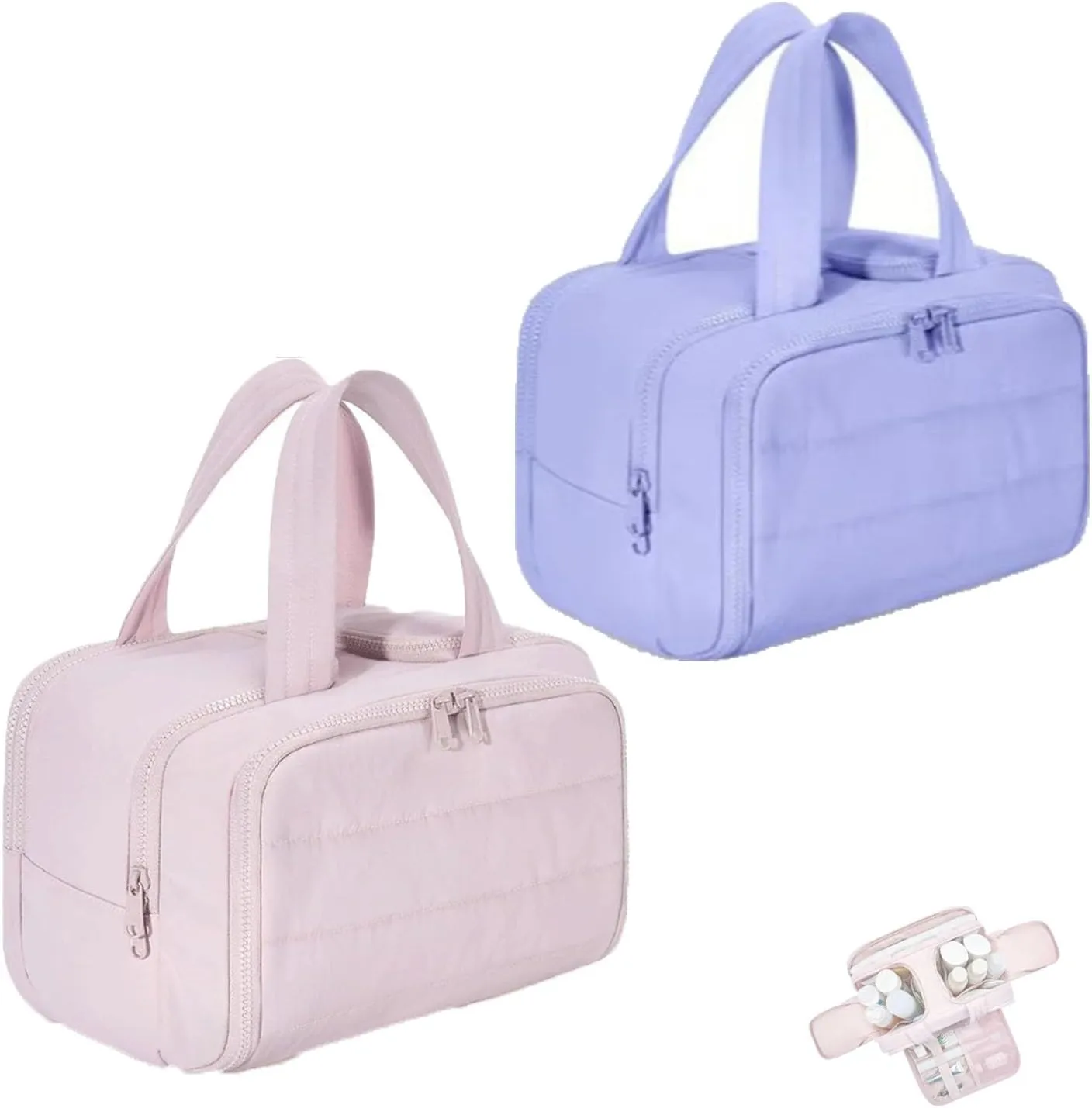 Decisivte large capacity wide-open travel cosmetic bag,Decisivte Cosmetic Bag,Travel Toiletry ,Wide-Opening Proof Organizer for Women, for Traveling, Shower & Toiletries (purple/pink)