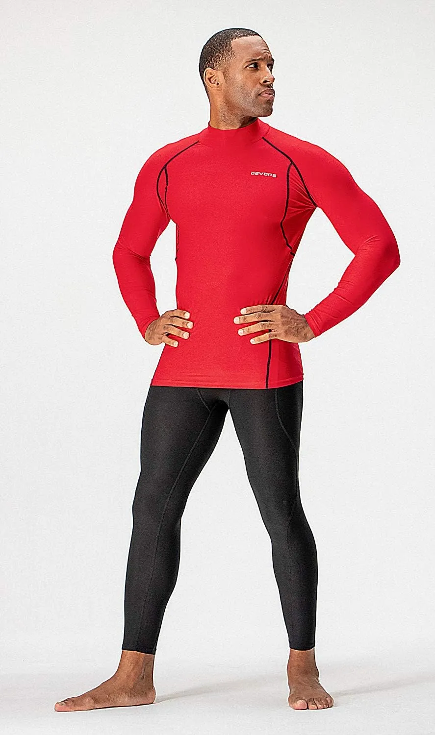 DEVOPS 3 Pack Men's Athletic Turtle Neck Long Sleeve Compression Shirts