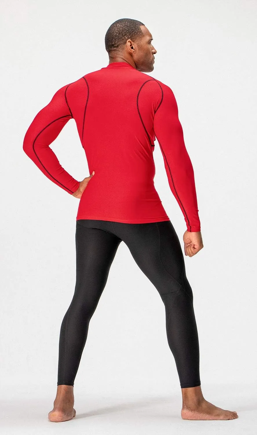 DEVOPS 3 Pack Men's Athletic Turtle Neck Long Sleeve Compression Shirts