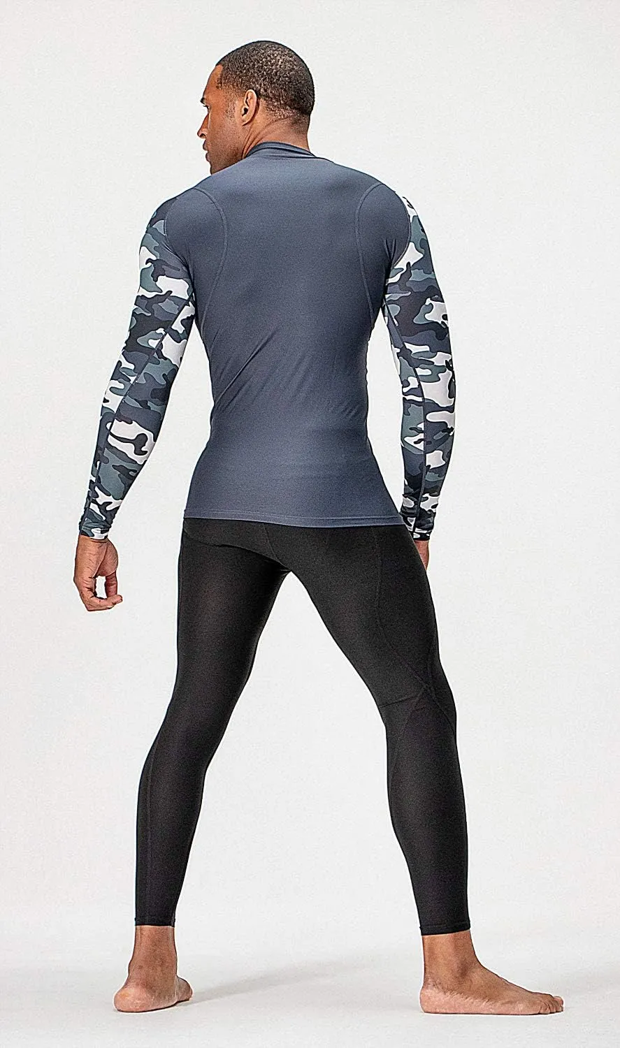 DEVOPS 3 Pack Men's Athletic Turtle Neck Long Sleeve Compression Shirts