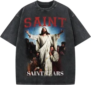 DONCARE Cotton Crew Neck Cross Jesus Western Style Unisex Summer Casual Short Sleeve