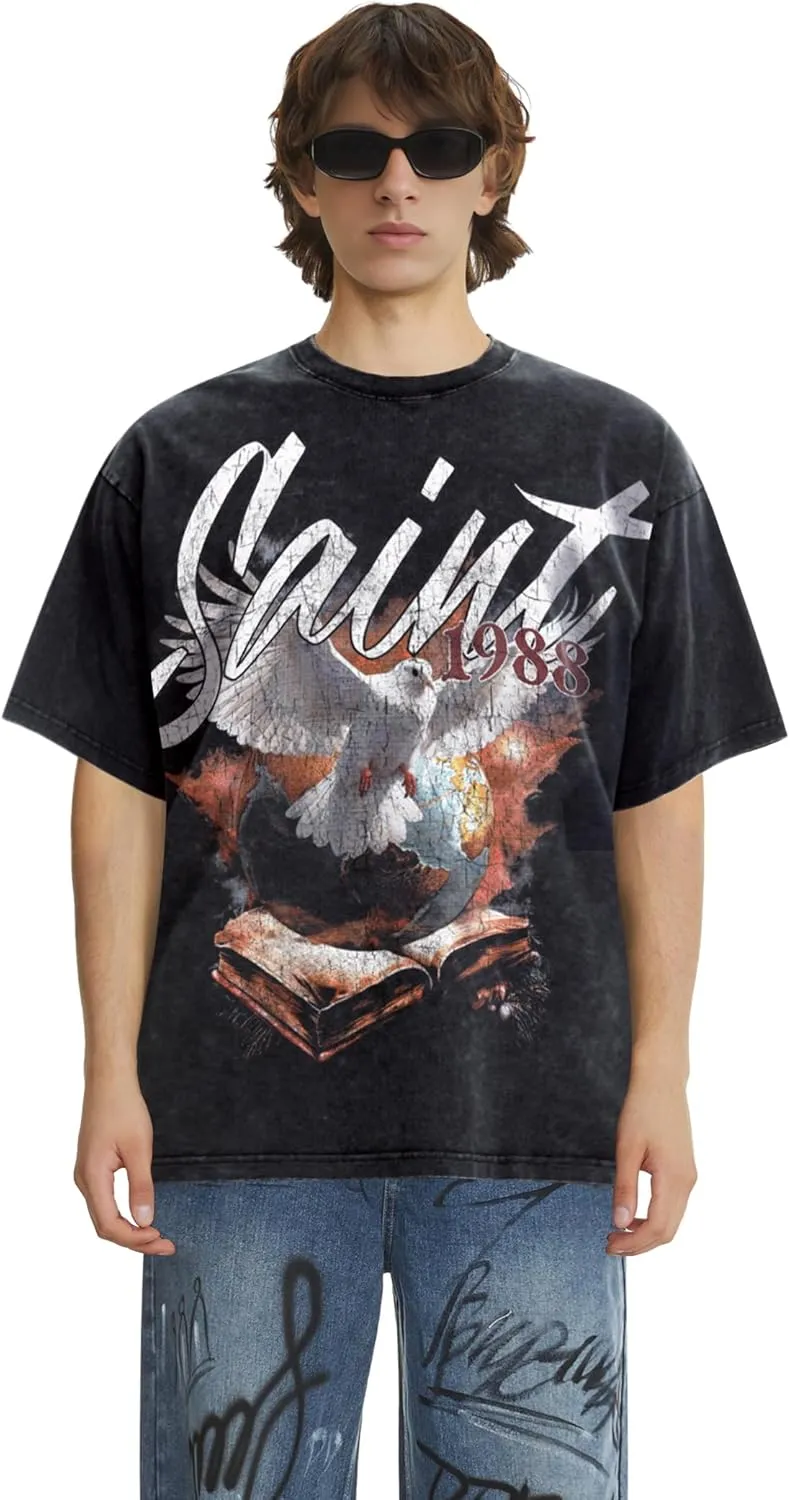 DONCARE Cotton Crew Neck Cross Jesus Western Style Unisex Summer Casual Short Sleeve