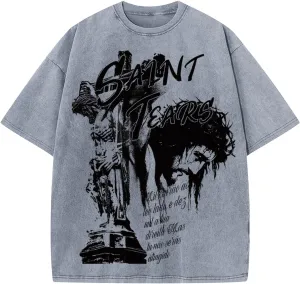 DONCARE Cotton Crew Neck Cross Jesus Western Style Unisex Summer Casual Short Sleeve
