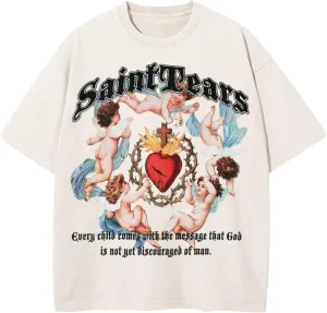 DONCARE Cotton Crew Neck Cross Jesus Western Style Unisex Summer Casual Short Sleeve