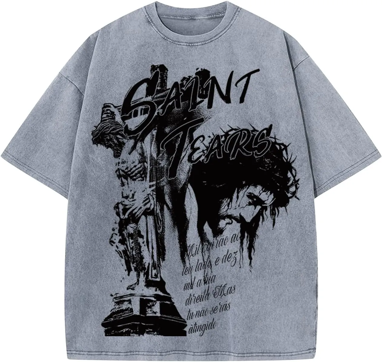 DONCARE Cotton Crew Neck Cross Jesus Western Style Unisex Summer Casual Short Sleeve